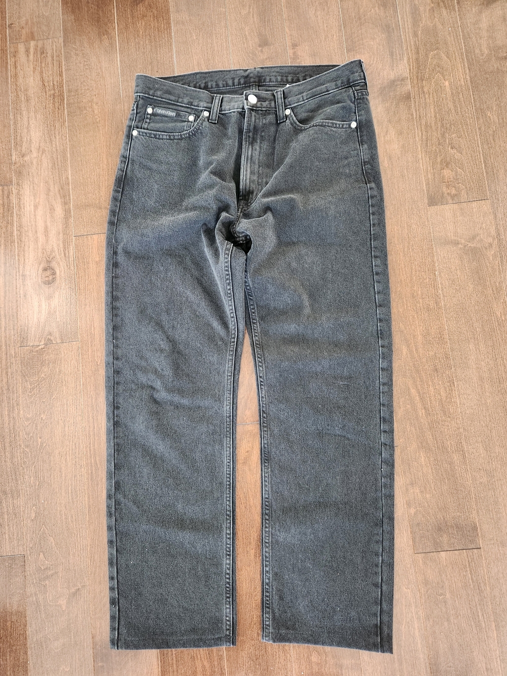 Calvin Klein Men's Washed Black Straight Jeans